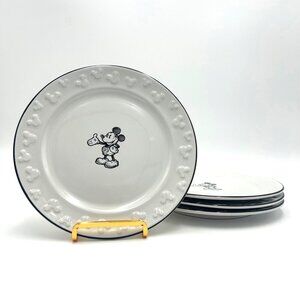 NWT Disney Parks Collection, Mickey Mouse Ceramic 8" Salad Dessert Plates, Set 4